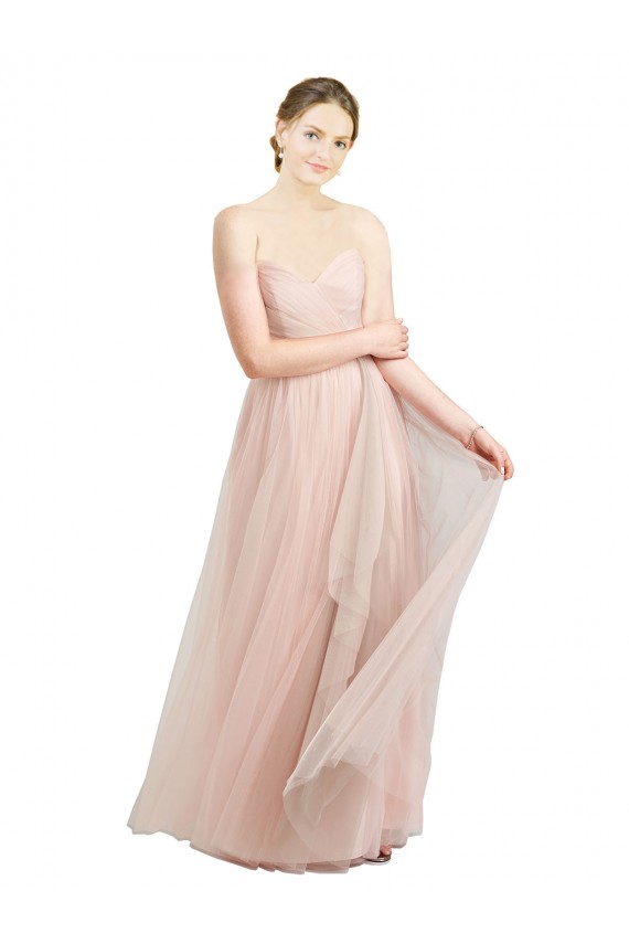 Acquista Rosa Linea A Innamorato Tulle Lunga Abiti da damigella donore