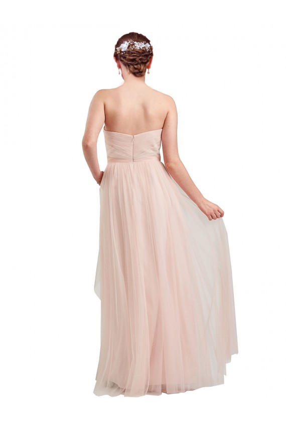 Acquista Rosa Linea A Innamorato Tulle Lunga Abiti da damigella donore