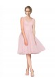 Acquista Rosa Linea A Scollatura a V Al ginocchio Tulle Corto Abiti da damigella donore / Abiti da cocktail