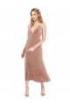 Acquista Rosa Linea A Scollatura a V Midi Velluto Elastico Corto Abiti da damigella donore / Abiti da ballo / Abiti da cocktail