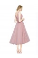 Acquista Rosa Linea A Scollatura a V Tulle Corto Abiti da damigella donore / Abiti da cocktail