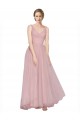 Acquista Rosa Linea A Scollatura a V Tulle Lunga Abiti da damigella donore