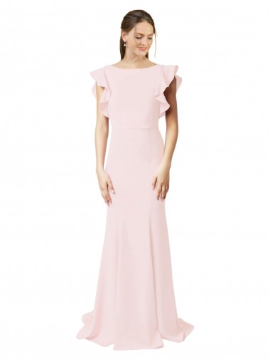Acquista Rosa Stile sirena Collo Gioiello Sweep treno Crespo Elastico Lunga Abiti da damigella donore / Abiti da ballo