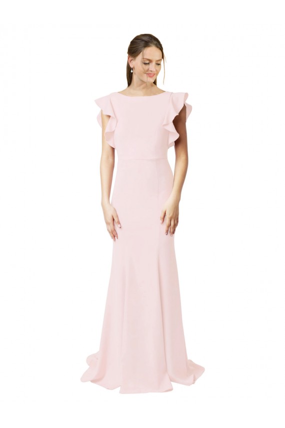 Acquista Rosa Stile sirena Collo Gioiello Sweep treno Crespo Elastico Lunga Abiti da damigella donore / Abiti da ballo