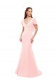 Acquista Rosa Stile sirena Scollatura a V Chiffona Lunga Abiti da damigella donore