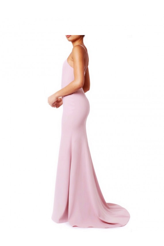 Acquista Rosa Stile sirena Sottili Piazza Crespo Elastico Lunga Abiti da damigella donore / Abiti da ballo