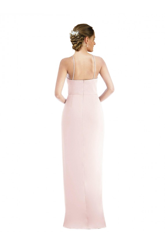 Acquista Rosa Tromba Capestro Crespo Elastico Lunga Abiti da damigella donore / Abiti da ballo