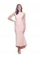 Acquista Rosa Tubino Alto Collo Midi Crespo Elastico Corto Abiti da damigella donore / Abiti da sera / Abiti da cocktail