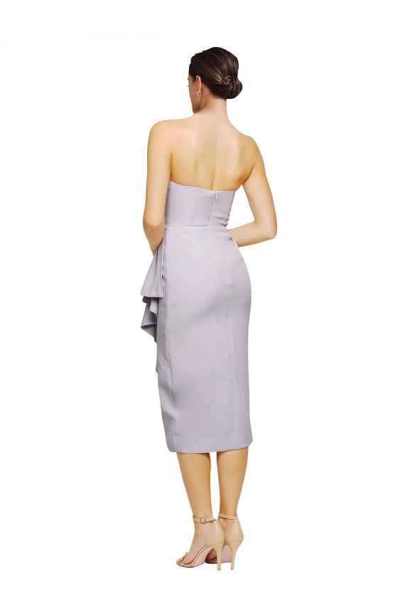 Acquista Lilla artico Tubino Senza spalline Midi Crespo Elastico Corto Abiti da damigella donore / Abiti da sera / Abiti da cocktail