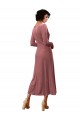 Acquista Rosa cannella Linea A Scollatura a V Midi Velluto Elastico Corto Abiti da damigella donore / Abiti da ballo