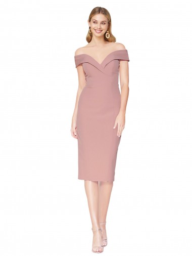 Acquista Rosa polveroso Stile sirena Al ginocchio Crespo Elastico Corto Abiti da damigella donore / Abiti da sera / Abiti da cocktail