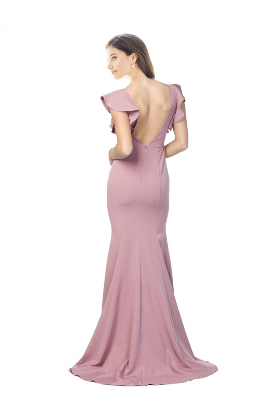 Acquista Rosa polveroso Stile sirena Girocollo Sweep treno Crespo Elastico Lunga Formali Abiti da damigella donore / Abiti da sera / Abiti da ballo
