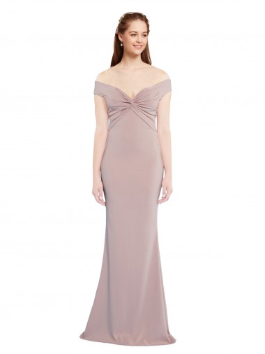Acquista Rosa polveroso Stile sirena Scollatura a V Crespo Elastico Lunga Formali Abiti da damigella donore / Abiti da sera / Abiti da ballo