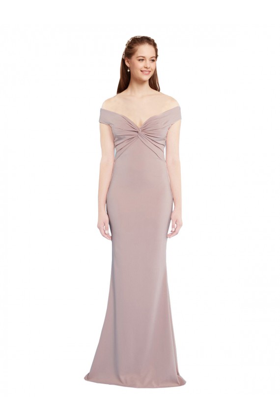 Acquista Rosa polveroso Stile sirena Scollatura a V Crespo Elastico Lunga Formali Abiti da damigella donore / Abiti da sera / Abiti da ballo