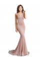 Acquista Rosa polveroso Stile sirena Scollatura a V Spandex Lunga Formali Abiti da damigella donore / Abiti da sera / Abiti da ballo