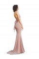 Acquista Rosa polveroso Stile sirena Scollatura a V Spandex Lunga Formali Abiti da damigella donore / Abiti da sera / Abiti da ballo