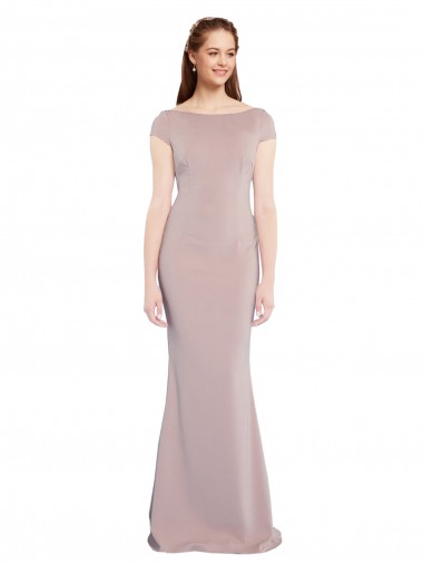 Acquista Rosa polveroso Stile sirena Scollo a barca Crespo Elastico Lunga Formali Abiti da damigella donore / Abiti da sera / Abiti da ballo