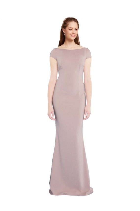 Acquista Rosa polveroso Stile sirena Scollo a barca Crespo Elastico Lunga Formali Abiti da damigella donore / Abiti da sera / Abiti da ballo