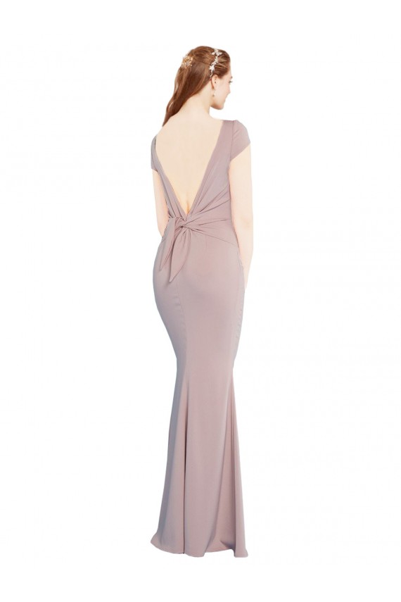 Acquista Rosa polveroso Stile sirena Scollo a barca Crespo Elastico Lunga Formali Abiti da damigella donore / Abiti da sera / Abiti da ballo