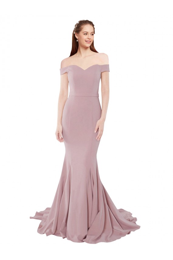 Acquista Rosa polveroso Stile sirena Sweep treno Crespo Elastico Lunga Formali Abiti da damigella donore / Abiti da sera / Abiti da ballo