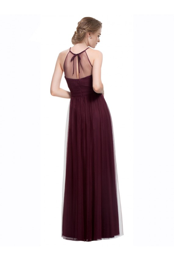 Acquista Rosso 74 Linea A Capestro Illusione Tulle Lunga Abiti da damigella donore