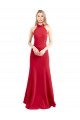 Acquista Rosso Linea A Capestro Alto Collo Crespo Elastico Lunga Formali Abiti da damigella donore / Abiti da sera / Abiti da ballo