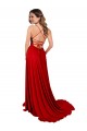 Acquista Rosso Linea A Sottili Piazza Spandex Pizzo Lunga Abiti da damigella donore / Abiti da ballo
