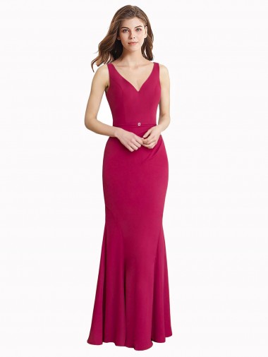 Acquista Rosso Stile sirena Alto Collo Chiffona Lunga Abiti da damigella donore / Abiti da ballo