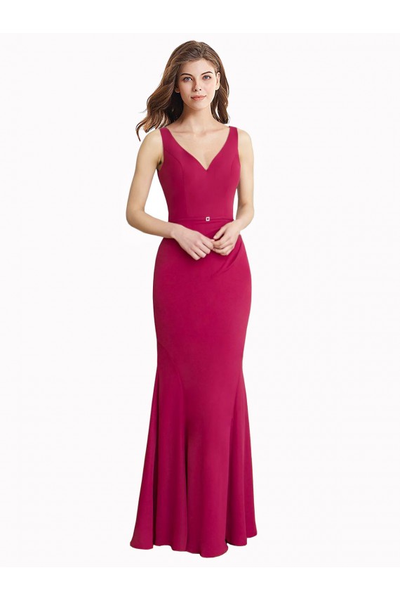 Acquista Rosso Stile sirena Alto Collo Chiffona Lunga Abiti da damigella donore / Abiti da ballo