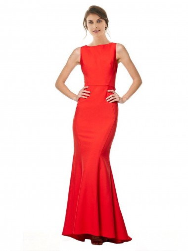 Acquista Rosso Stile sirena Capestro Alto Collo Crespo Elastico Lunga Formali Abiti da damigella donore / Abiti da sera / Abiti da ballo