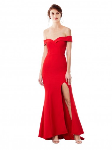 Acquista Rosso Stile sirena Crespo Elastico Lunga Formali Abiti da damigella donore / Abiti da sera / Abiti da ballo