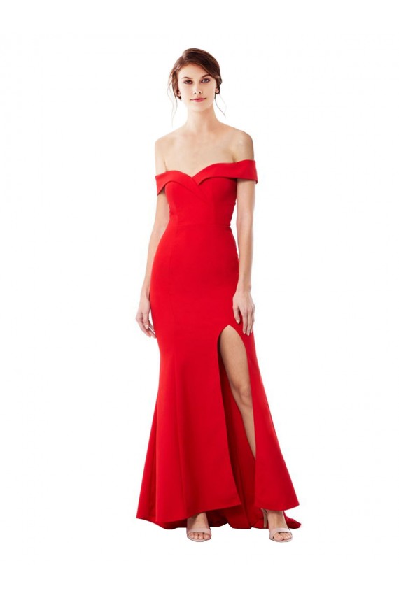 Acquista Rosso Stile sirena Crespo Elastico Lunga Formali Abiti da damigella donore / Abiti da sera / Abiti da ballo