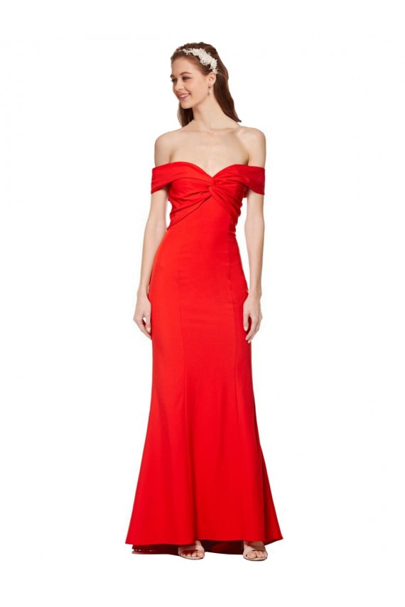 Acquista Rosso Stile sirena Crespo Elastico Lunga Formali Abiti da damigella donore / Abiti da sera / Abiti da ballo