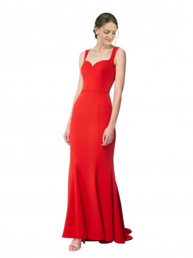 Acquista Rosso Stile sirena Innamorato Alto Collo Crespo Elastico Lunga Formali Abiti da damigella donore / Abiti da sera / Abiti da ballo