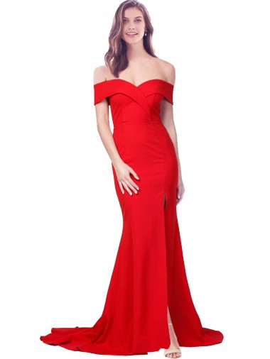 Acquista Rosso Stile sirena Innamorato Crespo Elastico Lunga Formali Abiti da damigella donore / Abiti da sera / Abiti da ballo