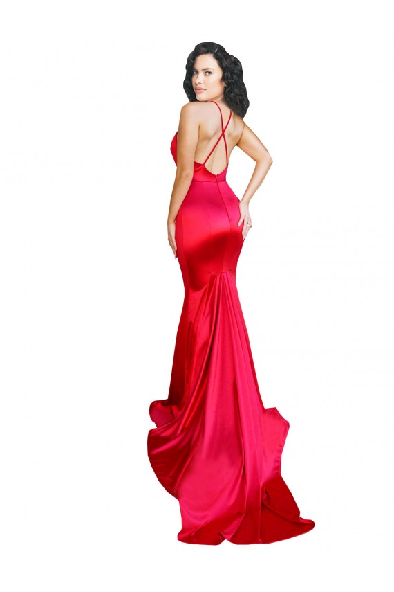 Acquista Rosso Stile sirena Innamorato Raso Elastico Lunga Formali Abiti da damigella donore / Abiti da sera / Abiti da ballo