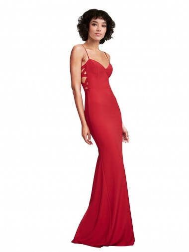 Acquista Rosso Stile sirena Sottili Crespo Elastico Lunga Formali Abiti da damigella donore / Abiti da sera / Abiti da ballo