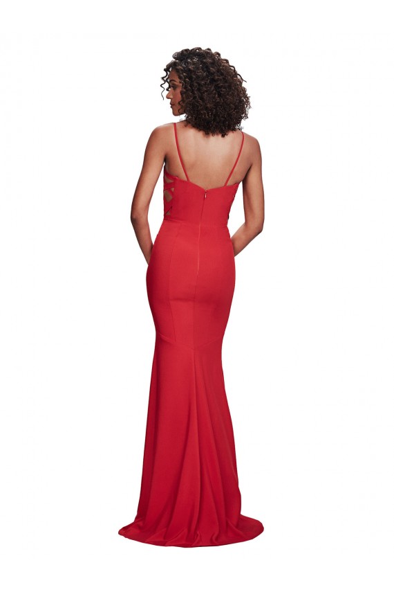 Acquista Rosso Stile sirena Sottili Crespo Elastico Lunga Formali Abiti da damigella donore / Abiti da sera / Abiti da ballo