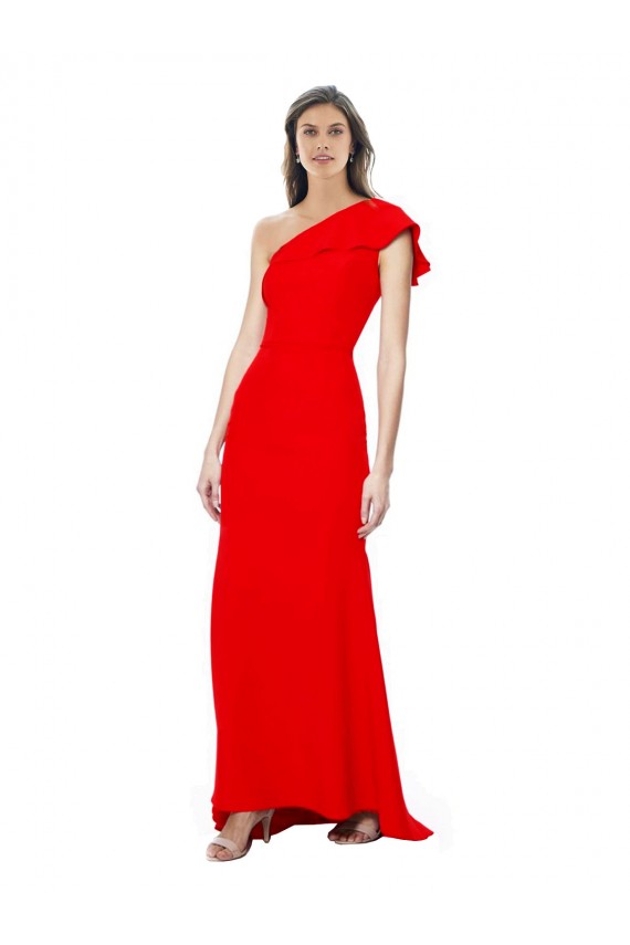 Acquista Rosso Stile sirena Una spalla Alto Collo Crespo Elastico Lunga Formali Abiti da damigella donore / Abiti da sera / Abiti da ballo