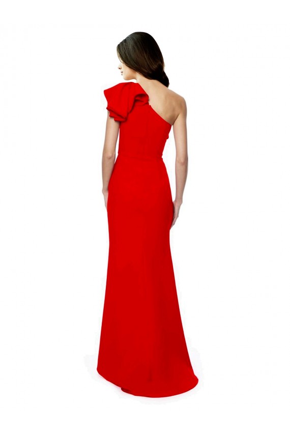 Acquista Rosso Stile sirena Una spalla Alto Collo Crespo Elastico Lunga Formali Abiti da damigella donore / Abiti da sera / Abiti da ballo