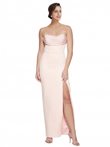 Acquista Stile sirena Cappuccio Raso Elastico Lunga Formali Abiti da damigella donore / Abiti da sera / Abiti da ballo