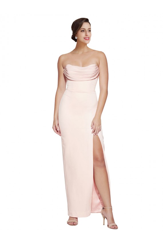 Acquista Stile sirena Cappuccio Raso Elastico Lunga Formali Abiti da damigella donore / Abiti da sera / Abiti da ballo