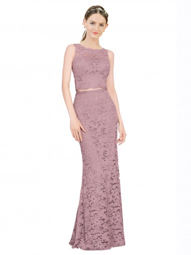 Acquista Stile sirena Illusione Pizzo Lunga Abiti da damigella donore / Abiti da ballo