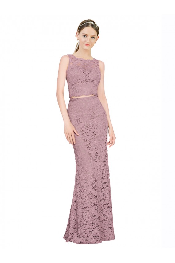Acquista Stile sirena Illusione Pizzo Lunga Abiti da damigella donore / Abiti da ballo
