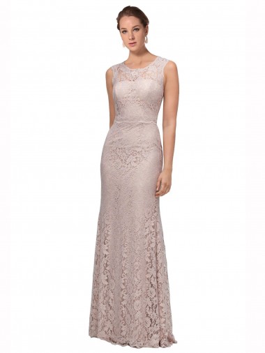 Acquista Stile sirena Illusione Scoop Pizzo Lunga Abiti da damigella donore / Abiti da ballo