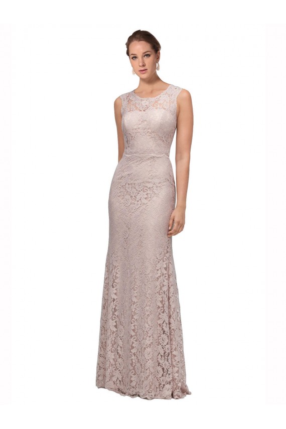 Acquista Stile sirena Illusione Scoop Pizzo Lunga Abiti da damigella donore / Abiti da ballo
