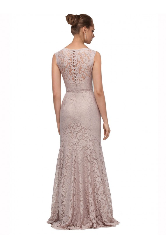 Acquista Stile sirena Illusione Scoop Pizzo Lunga Abiti da damigella donore / Abiti da ballo