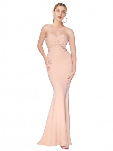 Acquista Stile sirena Innamorato Alto Collo Crespo Elastico Lunga Formali Abiti da damigella donore / Abiti da sera / Abiti da ballo