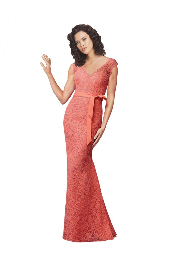 Acquista Stile sirena Scollatura a V Pizzo Lunga Abiti da damigella donore