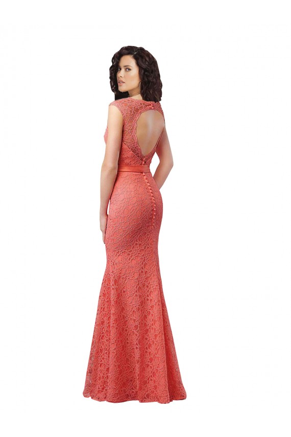 Acquista Stile sirena Scollatura a V Pizzo Lunga Abiti da damigella donore